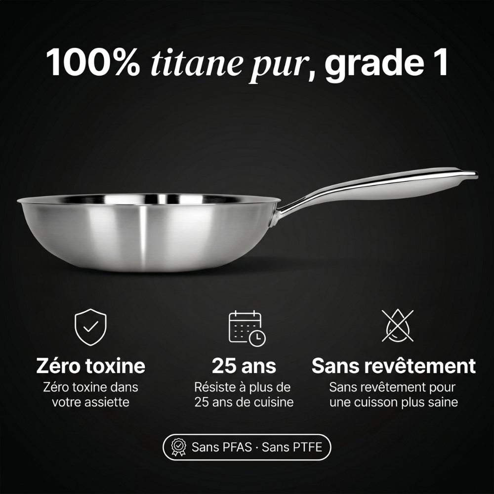 Wok en titane pur 28 cm
