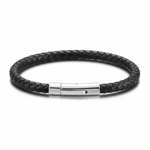 Bracelet Cuir Tressé Noir Atlas