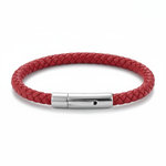 Bracelet Cuir Tressé Rouge Atlas