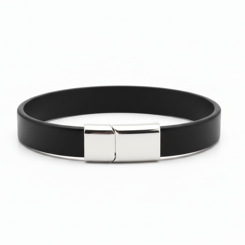Bracelet en Cuir Noir Oxen