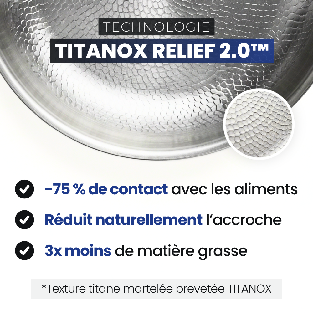 Poêle en titane pur martelé — Sans revêtement